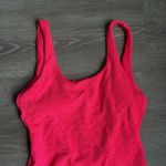 Free People NEW  It’s Now Cool Low Back One Piece Swimsuit Neon Pink Crimp Large Photo 4