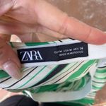 ZARA  satin Green and white striped boho midi skirt sz m Photo 4