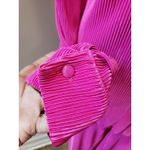 Hot Pink Pleated Lounge Set Button Top Wide Leg Pants 2 Photo 10