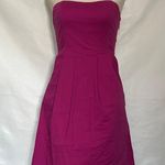 Fossil Strapless Midi Women Dress Size XS Fuchsia Elastic Back Pocket Zip Preppy Photo 12