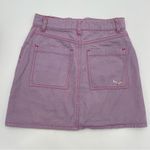Lazy Oaf  Purple Embroidered Cigarette Mini Skirt BROKEN Zipper‎ Size 24 Purple Photo 1
