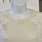 Banana Republic  Women’s Cream Merino Wool Sleeveless Appliqué Sweater Shell- Lge Photo 8