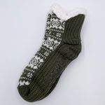 NEW MUK LUKS Aloe Infused Ankle Cabin Socks Faux Sherpa Size L/XL Olive Green Photo 3