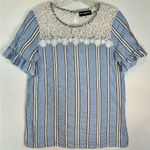 Karl Lagerfeld  Paris Laced striped light blue‎ and white blouse small Photo 0