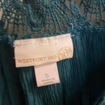 Westport 1962 Womens Boho Blouse Teal Green S Oversized Bust 40” Crochet Neck Photo 2