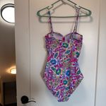 NWT Stella Parker Paisley Floral Bandeau One Piece Swimsuit Removable Straps‎ M Pink Size M Photo 3
