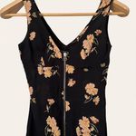 Reformation Black Pink Floral Zip Front Sleeveless V-Neck Mini Dress Size XS Photo 2