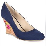 Rialto  Calypso Embroidered Denim Cork Wedge Heel Pump 9 Photo 0