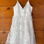Lulus  Floral Feelings White Floral Jacquard Babydoll Mini Dress Cocktail Size L Photo 2