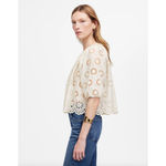 Madewell Embroidered Shirred Puff Sleeve Top Blouse Floral Eyelet Cream XXS NWT Photo 1