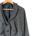 Sandro Sportswear Gray Tweed Blazer Ruffle Front, Size Medium Photo 3