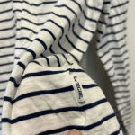 Le Tigre Boat Neck Top White Blue Striped T Shirt Cotton Women’s Large Nautical Photo 1