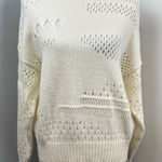 autumn cashmere  Ivory Distressed Mock Neck Knit Sweater Medium Photo 0
