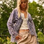Free People Ethereal Romantic Cottage Eyelet Lace Anissa Bed Jacket Blue Large Photo 3