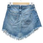Free People Bailey Denim Miniskirt Medium Wash Frayed Fringe Hem Women’s Size 28 Photo 1