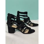 Nine West 6.5 Suede Black Strappy Block Heel Sandals S-641 Photo 2