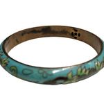 Vintage Baby Blue Cloisonné Floral Bangle Bracelet Photo 4