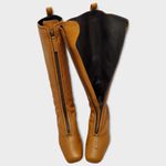 Vicini Tapeet Zipper Tall Leather Boot Front Zip Up Flat Riding Boots Sz 37.5 Brown Photo 5