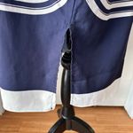 Chic Asymmetrical Navy Dress with Equestrian Design Blue Photo 3