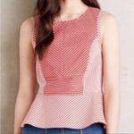 Maeve Anthropologie Cantuna Red Peplum Sleeveless Cotton Top Size US 4 OB478633. Photo 0