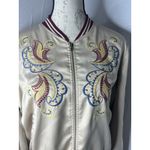 Chelsea and Violet Womens Floral Embroidered Satin Varsity Jacket Size XL Photo 2
