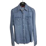 Johnny Was Provence Denim Shirt – Light Antique Wash Western Snap, Women’s Sz. S Photo 2