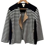 Chico's Chico’s Striped Open Front Colorblock Long Sleeve Jacket Blazer Black Size Large Photo 1