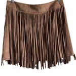 Union Of Angels Women’s Guiliana‎ Faux Suede Fringe Mini Skirt Size M Cowgirl Brown Size M Photo 0