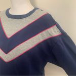 Maeve Anthropologie Navy Sporty V-Striped Sweatshirt Size M Photo 5