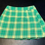Topshop Green Pleated Skirt with Black Accent Buttons - Size 6 Photo 1