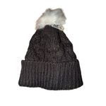 CALIA Women's Cable Knit Pom Beanie Hat Charcoal Grey Cozy Winter Warm, NWT Black Photo 3