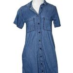 Madewell  Button Front Shirt Dress Frayed Hem Denim Chambray pockets Size XXS Photo 6