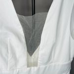 None White Plunging Vneck Pants Jumpsuit Size Large Photo 5