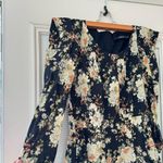 Ark & Co. Black Floral Mini Fit Flare Triangle Puff 3/4 Sleeve Dress M Photo 4