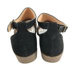 Womens Low Wedge Heel Shoes Faux Suede Peep Toe Buckle Black Size 36 US 5 Photo 2