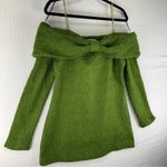 ZARA  Blogger Favorite Green Tweed Bow Mini Dress Gold Chain Straps Size Medium Photo 1