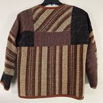 Vintage Yak Magik L Jacket Silk Art to Wear VTG Patchwork Beaded Brown Small Photo 5