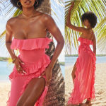 House Of CB HOUSE OF CB 'Sarina' Fuchsia Ruffle Maxi Dress NWOT size L Photo 15