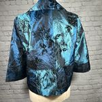 Susan Graver one button Teal Black Velvet evening light Jacket Blazer Medium NEW Photo 2