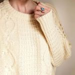 Storia  Cream Cable Knit Detailed Sleeve Pullover Sweater - Size - Large Photo 0