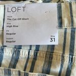 Loft NWT  Fresh Cut Denim Cut Off Shorts in Blue White Stripe SZ-31 Photo 5