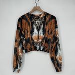 Topshop Tie Dye Cropped Sweatshirt Long Sleeve Crewneck Orange Black Size 6 Photo 1