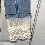 Denim Jacket with Lace and Pearl Details Blue Photo 4