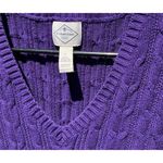 st. john's bay Women's Sz Large Cable Knit V-Neck Sweater Purple Orchid Casual Photo 8
