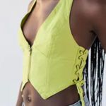 Urban Outfitters NWT green Piper Linen Zip-up Vest In Chartreuse Photo 1