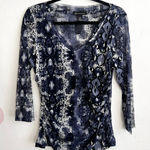 Vintage Mesh Snake Print Top Y2K 2000s Glam Indie Sleaze Blue Large Photo 0