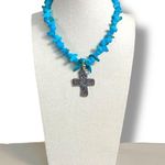 Free People Supernova Choker in Blue NWT Western Bohemian Cross Beach Photo 0