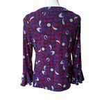 Oscar de la Renta  Jersey Knit Long Sleeve Multi Color Top, Sz M Photo 1