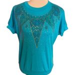 Vtg 80s sparkly blue knit top Size L Photo 0