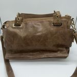Vince Camuto  Metallic Taupe Leather Multi‎ Compartment Convertible Shoulder Bag Photo 1